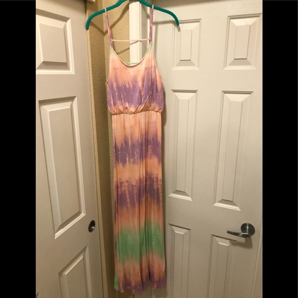 Lush Maxi, green/purple/pink tie die